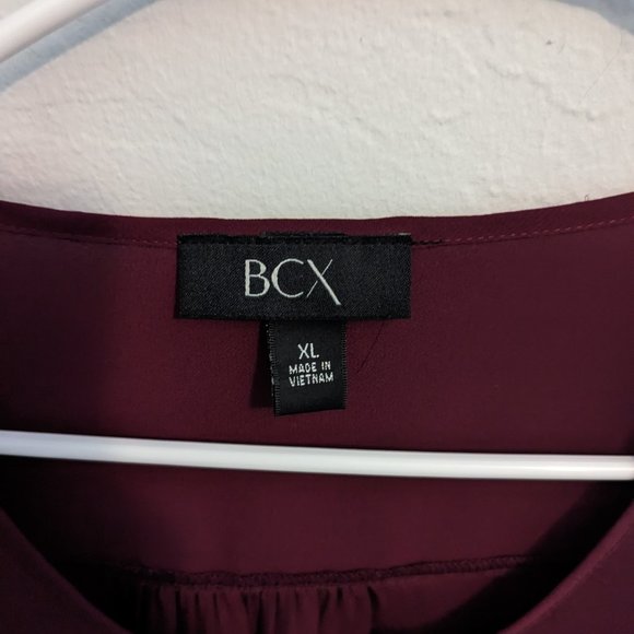 BCX Womens Burgundy Cuffed Keyhole Wrap Top - Picture 6 of 10